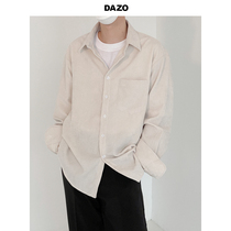 DAZO light core suede shirt mens spring and autumn outside wearing long sleeves shirt loose 100 lap-to-and-Korean version of the trend