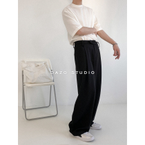 DAZO loose wide leg pants mens hanging casual pants Korean straight black trousers trend trousers pants ins pants