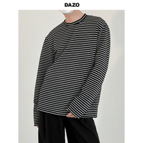 DAZO pituitary striped long sleeve T-shirt male quite a loose round collar bottom-shirt 100 hitch Korean version of the trendy blouse