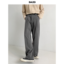 DAZO Spring Autumn Season Broadlegged Pants Male loose with high casual pants Korean version Trend Ins straight drum Sensation Western Pants 100 lap