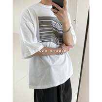 DAZO summer new short sleeve T-shirt mens ins simple personality loose Korean half sleeve T-shirt trend Wild