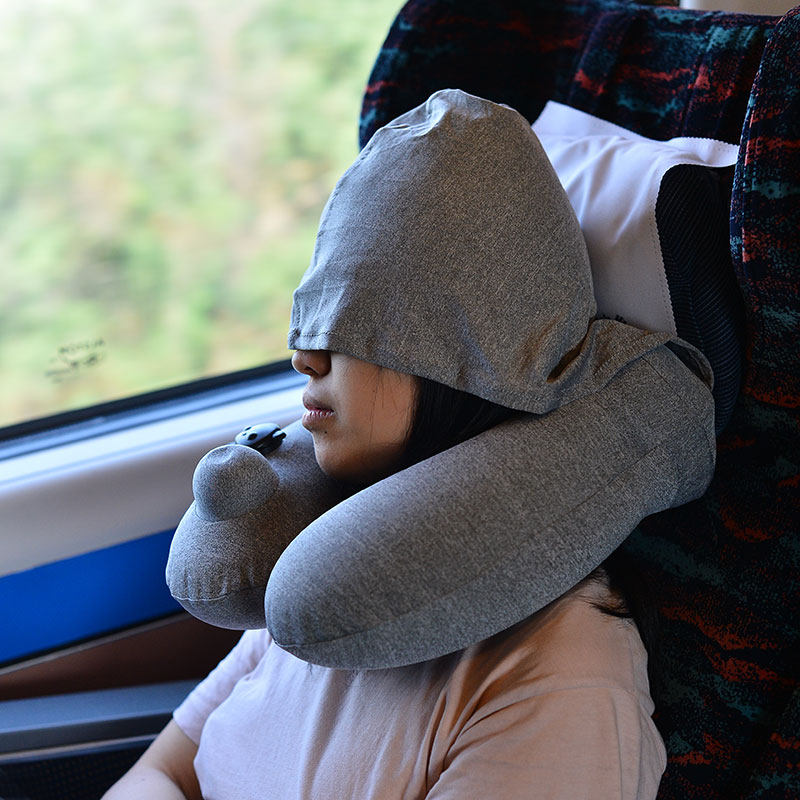 Travel portable press neck pillow inflatable pillow pillow cap train aircraft long-distance sleeping artifact pillow