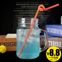 Imported glass cup with lid retro Rooster Cup Creative Square canned cup cold drink cup beer mug