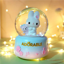 Creative lanterns floating snowflakes cute cherry blossoms rabbit glass crystal ball music box girls childrens birthday gifts