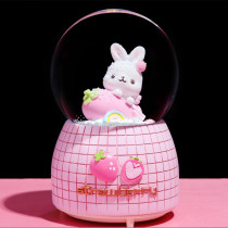 Creative lantern floating snowflake strawberry Carrot Rabbit glass crystal ball music box girl childrens birthday gift