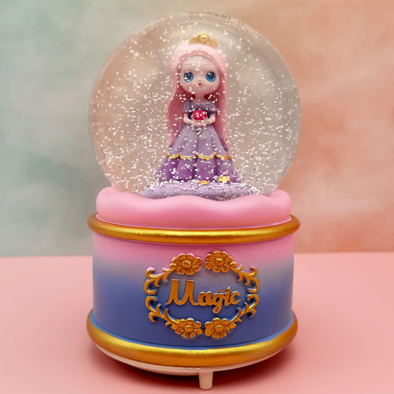 Creative festoons Automatic Snow Snow Castle Girl's Beauty Princess Water Crystal Ball Music Box Girl Child Birthday Gift