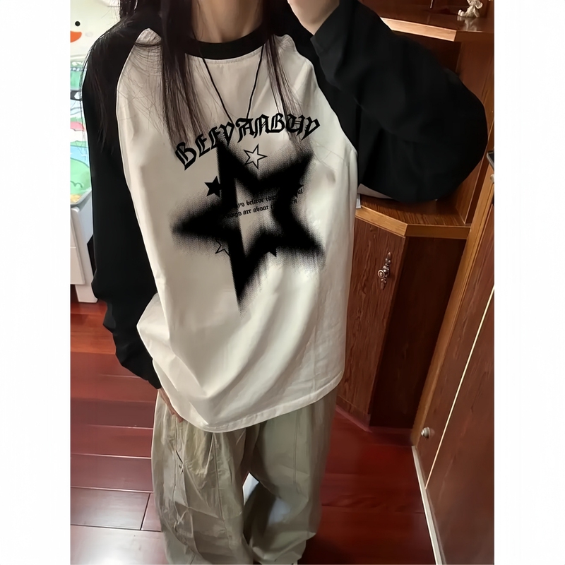 Girls' Pure Cotton Long-Sleeved T-Shirt, Spring and Autumn 2026 New Style, Loose Inner Layering Shirt for Middle and High School Students