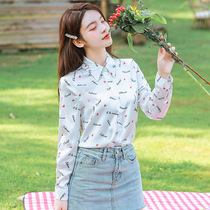 Real shot 9505# age reduction small red heart 2020 Autumn New Wild design style shirt letter printing shirt