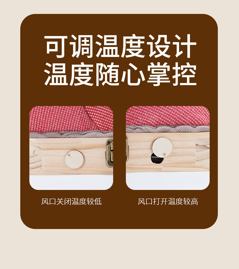 Solid Wood Moxibustion Shoes Wearable Foot Warmer Moxa Box for Home Foot Care Brown Winter Style in use