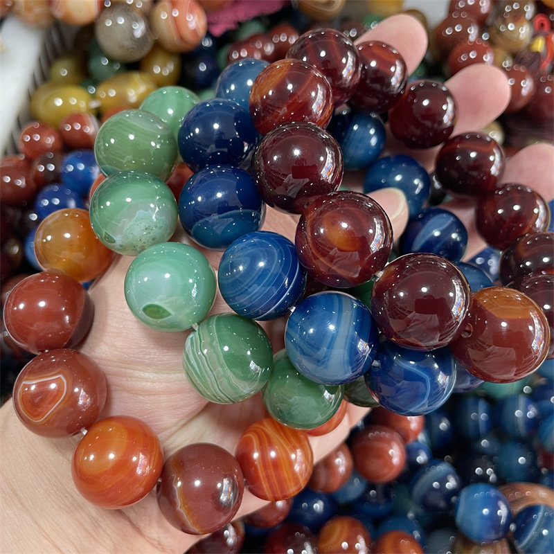 四海玉器20毫米深紅色瑪瑙圓珠手錬藍色纏絲瑪瑙手串綠瑪瑙-淘寶Taobao