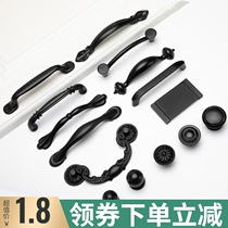  American black handle Cabinet wardrobe door Modern simple European drawer furniture hardware door handle Round handle