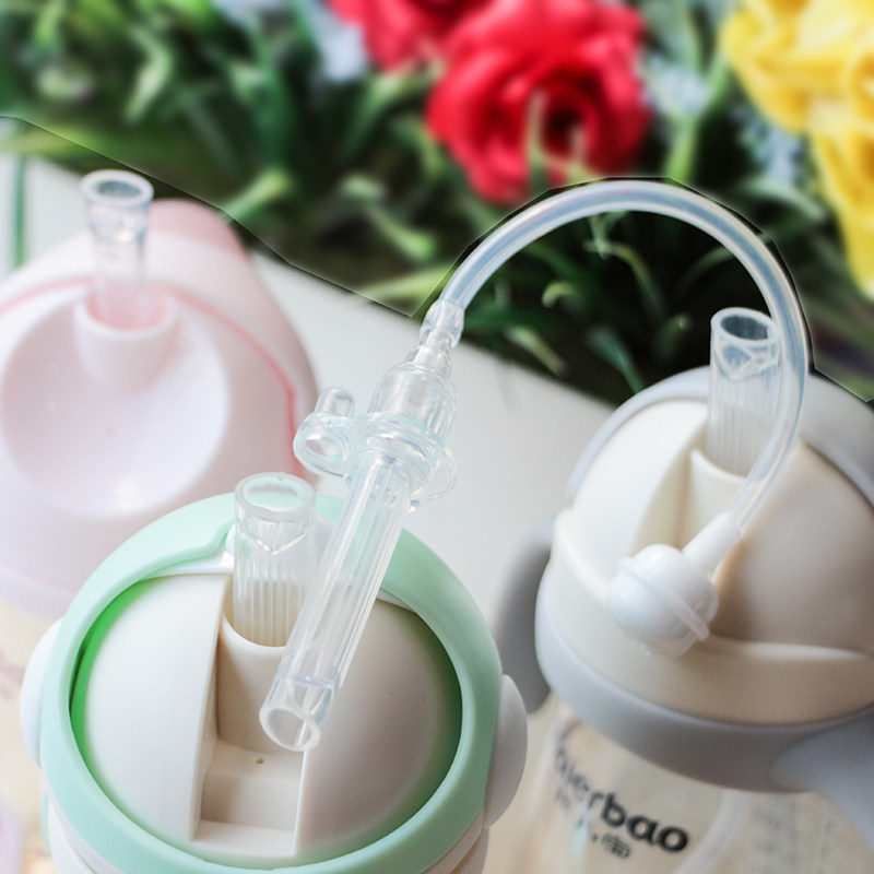 Children's children accessories straws Water glass straw mouth silicone with straw Gravity ball feeding bottle Automatic drinking water mouth