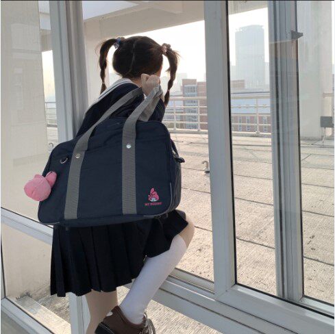 Japan Melody canvas bag JK school uniform uniform bag rain cloth student bag light and large capacity