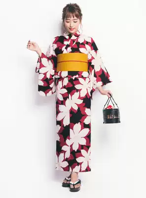 日本代购grl 和服浴衣3件套花柄和服夏季庙会演出用 深色系
