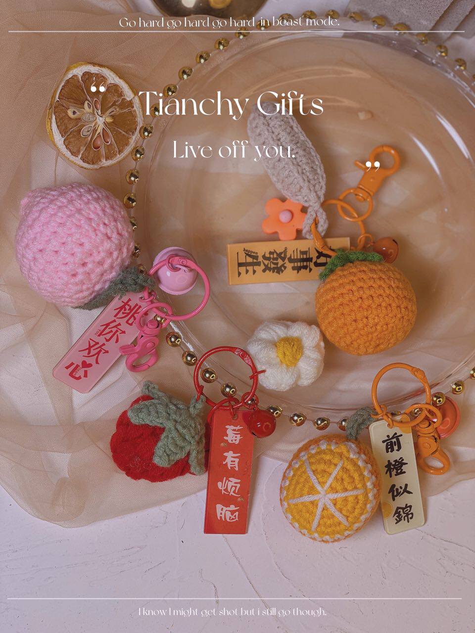 Persimmon Peanut Hair Life Everything Ruyi Cute Keychain Female Pendant Ornament Car Persimmon Mobile Phone Lanyard Good Deeds - Taobao