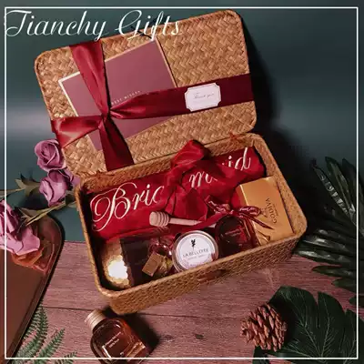 Seaweed new woven basket Bride hand gift Morning robe practical package Best friend wedding gift gift