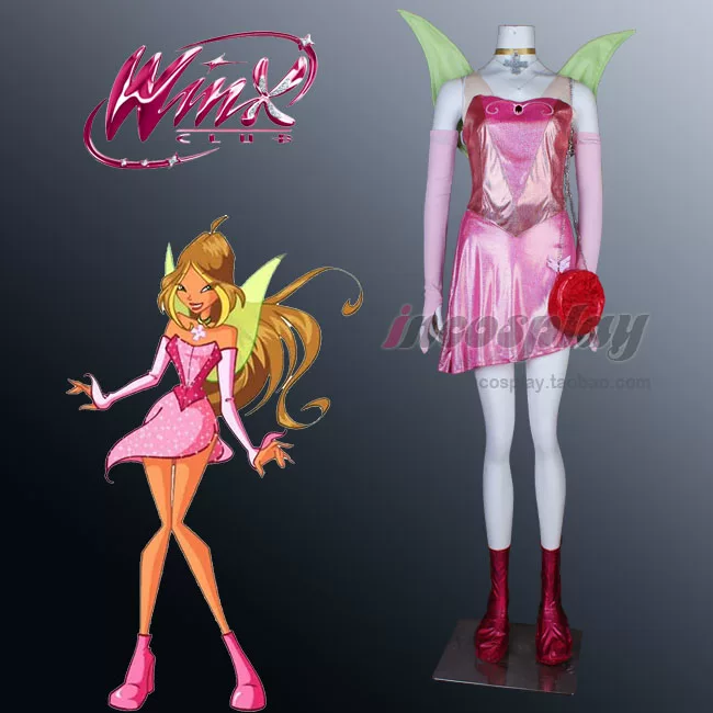 Косплей-костюм incosplay WinX Club Flora — первый сезон, женские размеры на заказ, с крыльями