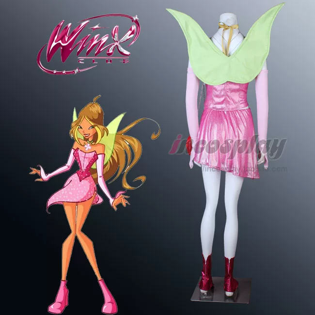 Косплей-костюм incosplay WinX Club Flora — первый сезон, женские размеры на заказ, с крыльями