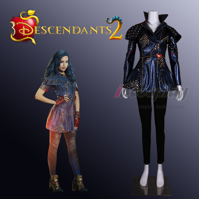 Incosplay Disney Descendants 2 Evie Same Style Blue Version Heavy-Duty Liuding Jacket Cosplay Costume Incosplay Disney Descendants 2 Evie Same Style Blue Version Heavy-Duty Liuding Jacket Cosplay Costume