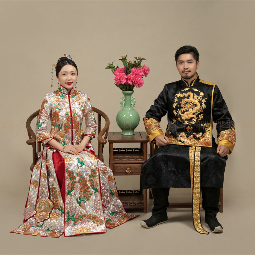 Huffin Wedding Dress Tide Embroidered Gold Vest imperial 