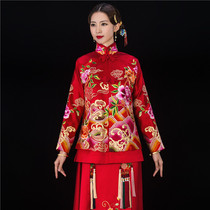  Huafen wedding dress sachetXiuhe dress short slim slim hand embroidery Mudanjiang water living color fragrant
