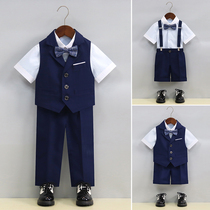 Boys dress summer childrens suit host overalls handsome flower girl British style piano performance suit