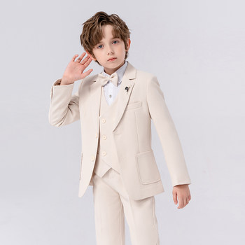 Boys' Suit Set Autumn and Winter New Style Flower Boy Formal Wear Boy Host British Suit Children's Piano Performance Outfit