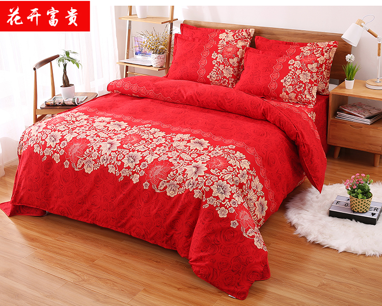 Nghiền dày cưới lớn giường đỏ váy đơn mảnh 1,5 / 1,8 / 2 m 	chân váy giường