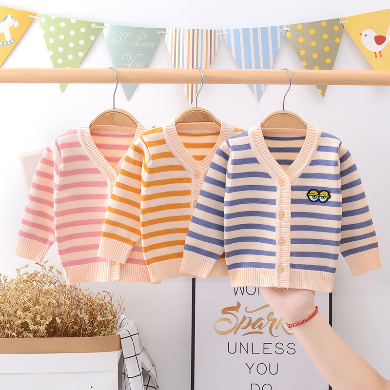 Spring and Autumn Baby Cardigan Sweater Infant Pure Cotton Knitwear Boys and Girls Woolen Sweater Autumn Outfit Toddler Korean Style Jacket