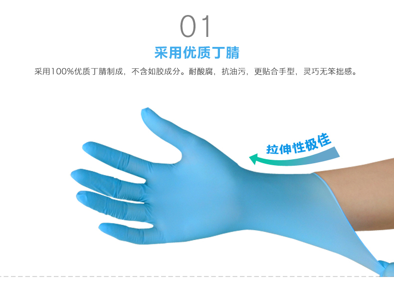 施睿康加强型一次性丁腈检查手套（无粉）