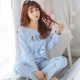 Bộ đồ ngủ mùa xuân và mùa thu nữ dài tay bằng vải cotton mỏng Phiên bản Hàn Quốc của cô gái học sinh tươi tắn và ngọt ngào đồ bay