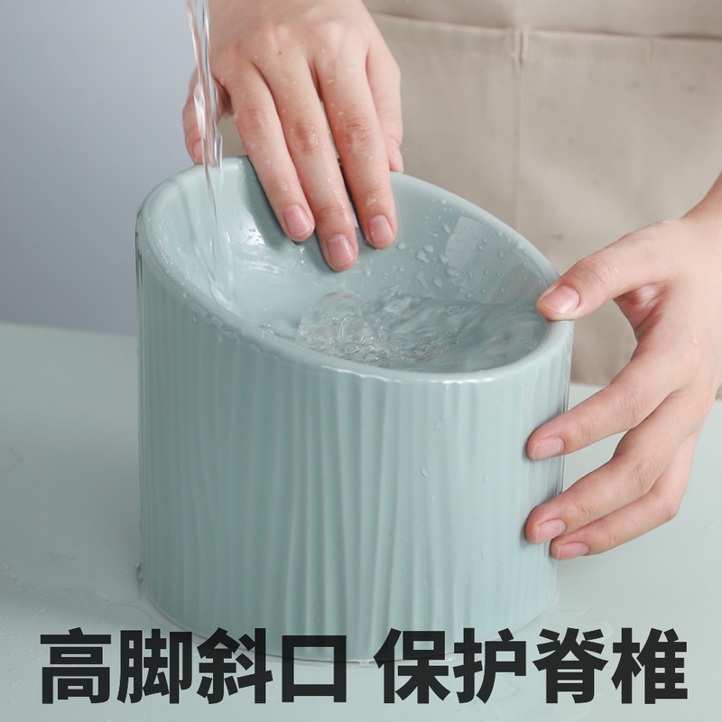 Ceramic Cat Bowl protection Cervical spine High foot rice bowl Cat Food Bowl Cat Food Basin Pet with Drink Bowl Anti-Roll