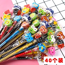 (200 pack) student prizes with eraser head pencil cartoon cute school supplies children