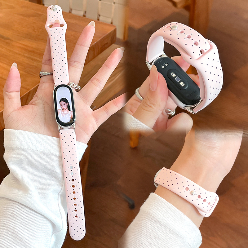 Yonebag Pink Polka Dot Silicone Strap Suitable for Xiaomi Mi Band 11, Mi 9/8 Nfc Wristband, 10 Pro Women's Model Yonebag Pink Polka Dot Silicone Strap Suitable for Xiaomi Mi Band 11, Mi 9/8 Nfc Wristband, 10 Pro Women's Model