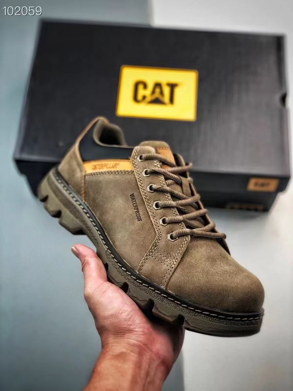 Cat Low-Top Work Shoes for Men, Genuine Leather Retro Casual Shoes, Outdoor Non-Slip Wear-Resistant Hiking Shoes, Spring and Summer Niche Style