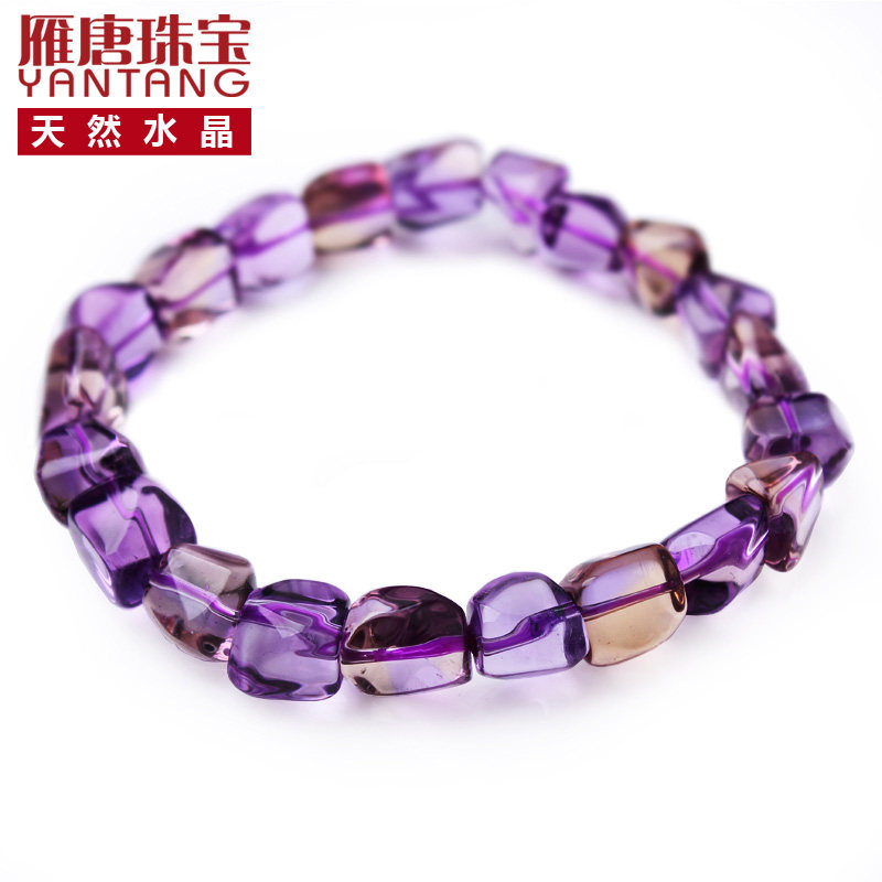 女性用天然アメジスト・シトリンブレスレット、不規則な形のアメジスト・シトリン単列アメジスト・シトリン原石ブレスレット