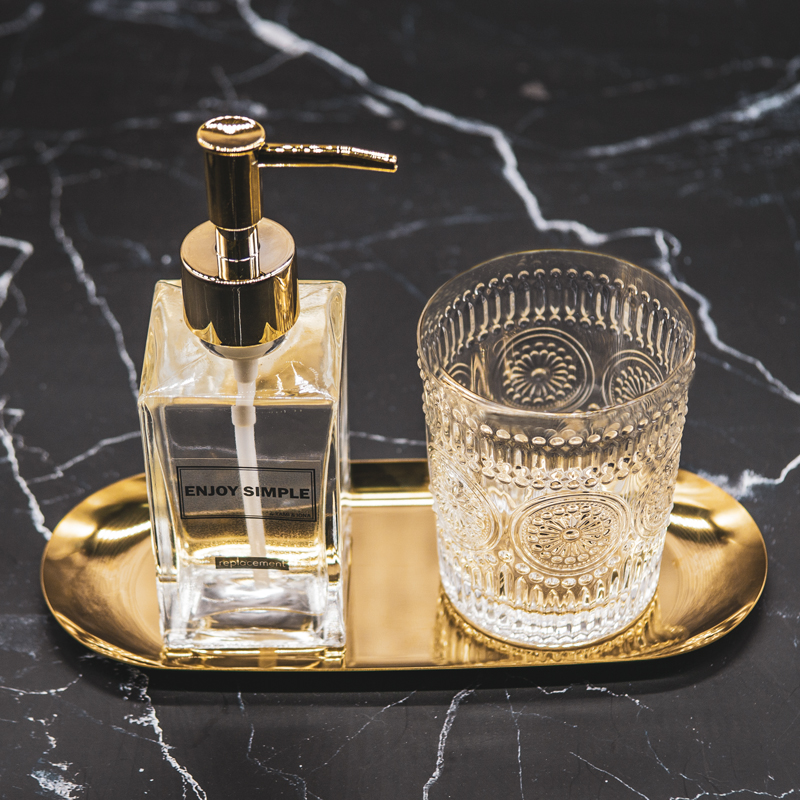 Hand sanitizer bottle glass shampoo shower gel empty bottle press large-capacity lotion dispenser bottle set