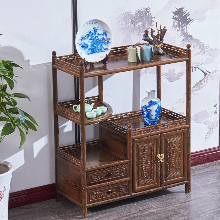 Chicken Wings Wood Tea Rack Solid Wood Small Shelf Overall Cupboard rental with minimalist living-room containing cabinet red wood dining cabinet