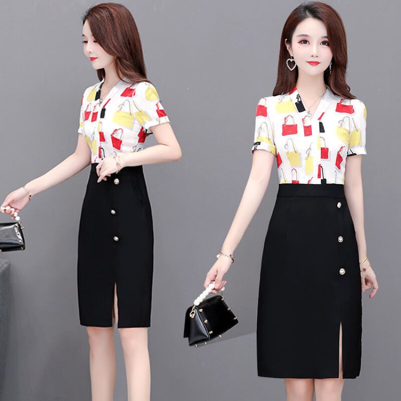 Large size collar snowspun shirt Ocean dress Women in 2021 Xia medium long version collection waist display slim and light cooked high-end foreign dress