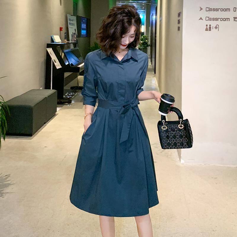 Summer shirt Ocean dress in long version 2021 new spring loaded mid sleeves cashew slim fashion temperament Spring and autumn women's clothing