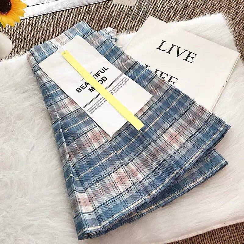Spring Summer Checkered Plexu Skirt Woman Fall High Waist Small Short Skirt 2021 New Korean Version Of Slim Fit Slim Fit Pants