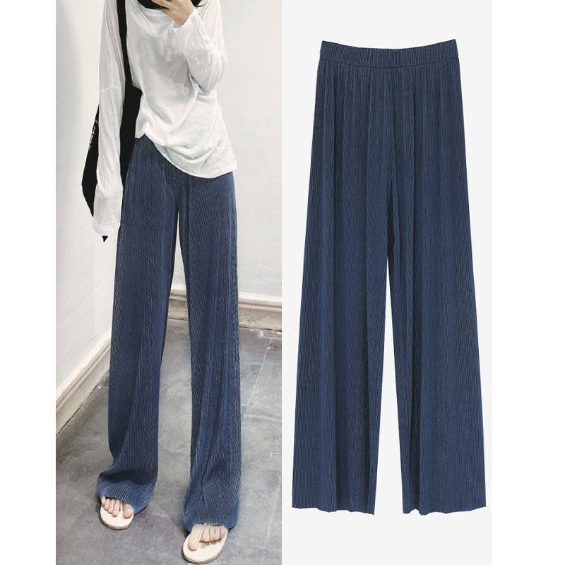 Ice Silk High waist wide pants women Summer pendants South Korean version loose Lean Drag Pants Women Straight slim pants Children slim