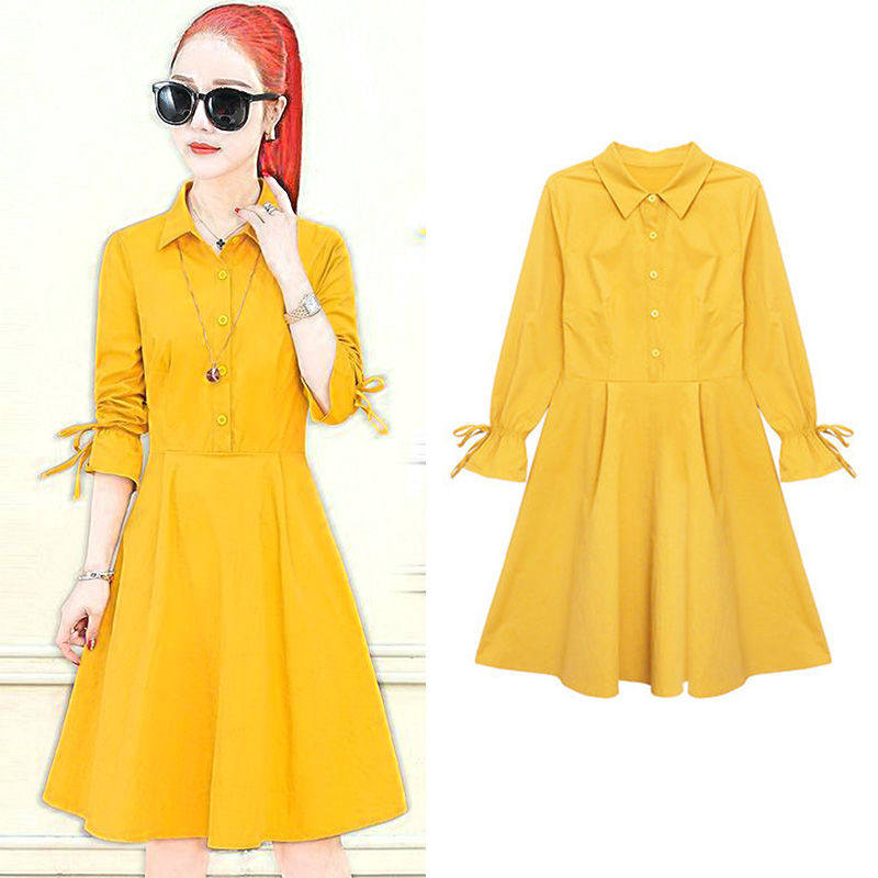 Spring Summer Season New Women's Dress Fairy Dress Woman Dress Up in Long version Long sleeves Bottom Han version Temperament Shirt Dress