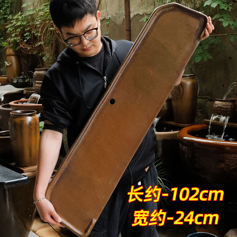 Traditional Fish Farming Water Board, Fish Tank Board for Landscaping, with Holes in the Middle, Vintage Fish Tank, Coarse Pottery Fish Tank, Ceramic Washboard
