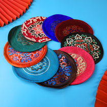 Ethnic retro style embroidered tea ceremony coasters Mongolian style wineware ornaments fabric insulation mats dining table home and business dining mats