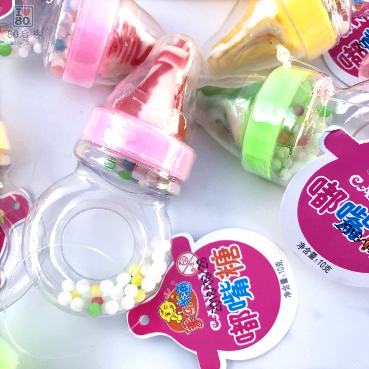 Quà tặng ngày của trẻ em Kẹo Pacifier Chai Sugar Ring Sugar 8090 Sau khi ăn vặt hoài cổ Ăn Lollipop - Nhẫn nhẫn hột xoàn