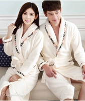 Flannel pyjama cặp vợ chồng áo choàng khách sạn cotton áo choàng nam và nữ mùa đông dày san hô lông cừu mùa xuân và áo choàng dài mùa thu đầm ngủ nữ