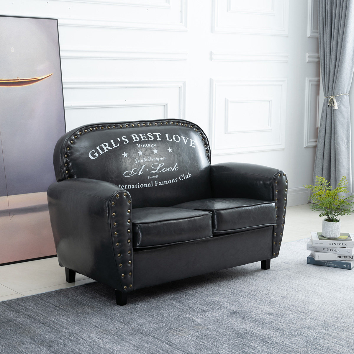 American Sofa Clothing Shop European Style Retro Nordic Single Double Trio Small Family office rental leather sofas