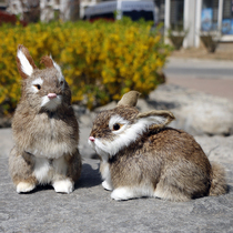 Simulation rabbit ornaments Doll house toys Little white rabbit animal model Fur handicrafts Childrens gifts