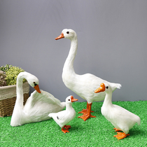Simulation white goose Poultry animal goose duck farm animal model feather big white goose doll cognitive model ornaments